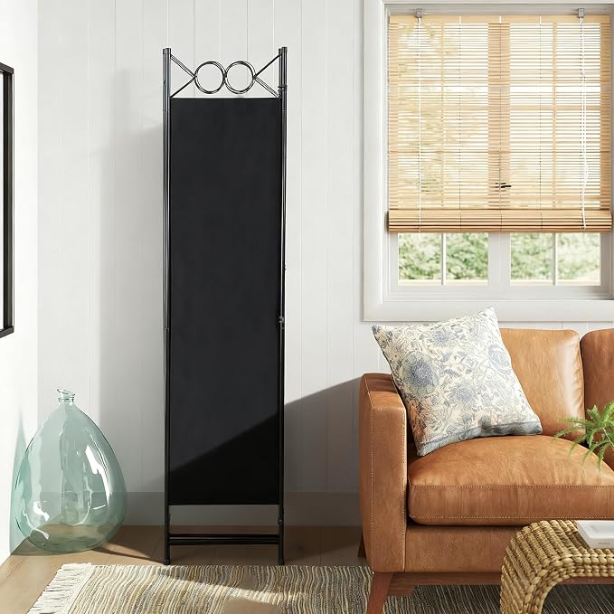 FDW 4-Panel Folding Room Divider | 6ft, Coal Black | Light & Portable | - Image 3