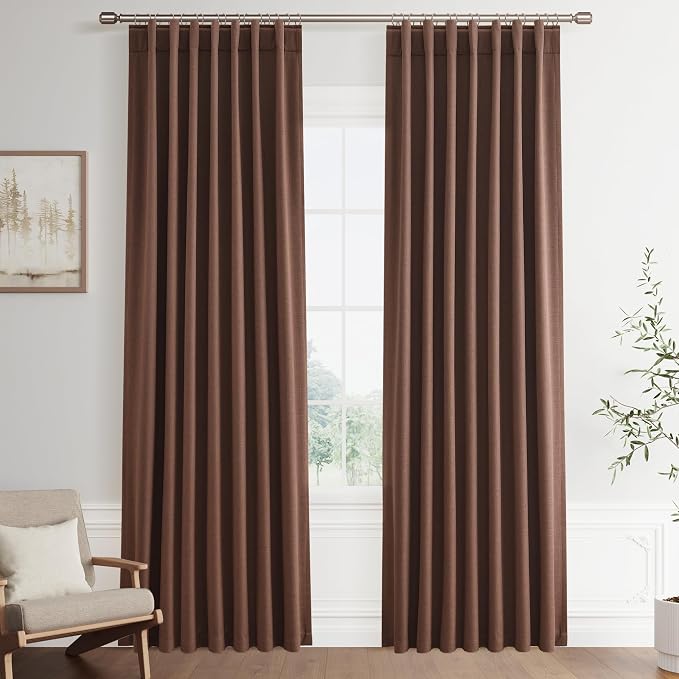Joywell 100% Blackout Linen Curtains 96 Inch by Joywell