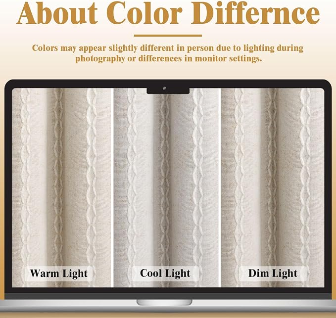 Ivory 100% Boho Blackout Curtains 63 Inch 2 Panels - Image 6