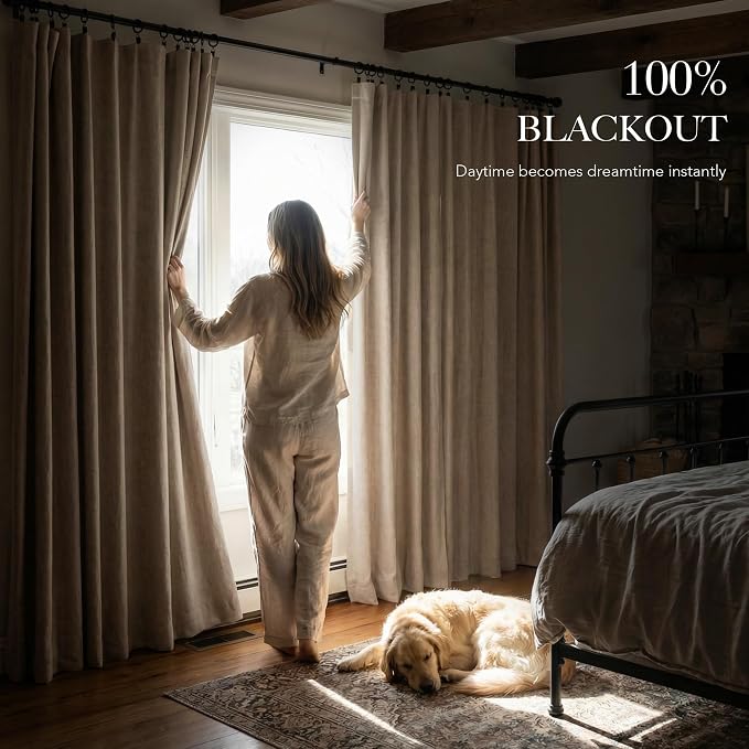 RYB HOME Polyester Textured 100% Blackout Curtains - Image 3