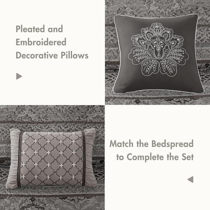 Madison Park Queen Quilt Bedding Set, Traditional Jacquard Damask, Lightweight - Image 4