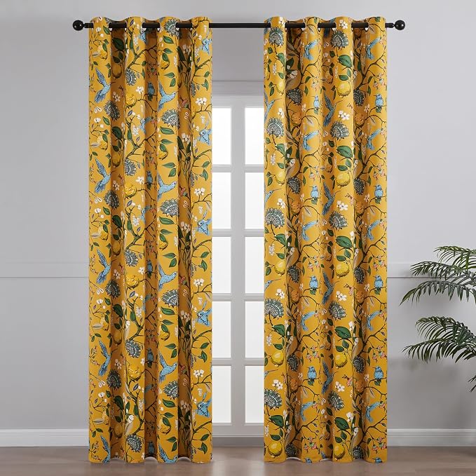 Topfinel 105 Inches Long Mustard Yellow Luxury Curtains - Image 2