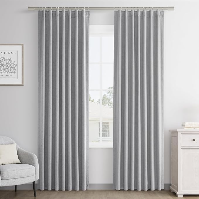 Joywell 100% Blackout Linen Curtains 80 Inches Long by Joywell