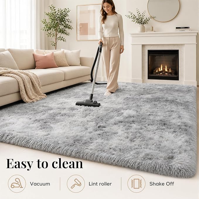 PLHXFR 4x6 Area Rugs Living Room: Fluffy Bedroom Shag Rug Light Grey | Upgrade - Image 9