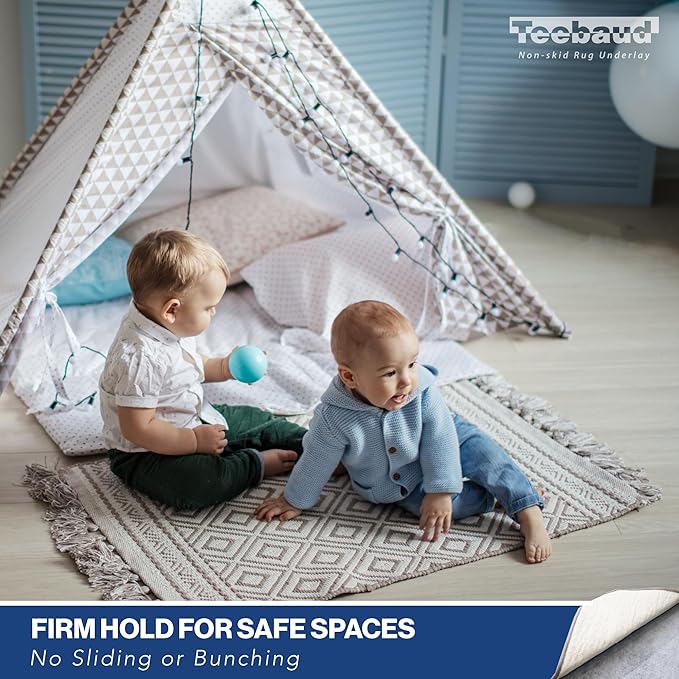 9' x 13' Non-Slip Rug Pad, Reversible Gripper, Non Skid Pads for Hardwood, Vinyl, Tile, Laminate Floors, Keep Area Rugs Secure, Natural Materials Safe for Indoor Flooring, ¼” Thick