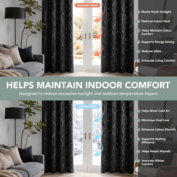Deconovo 100% Blackout Living Room Curtains 84 Inches Long, Thermal Insulated - Image 5