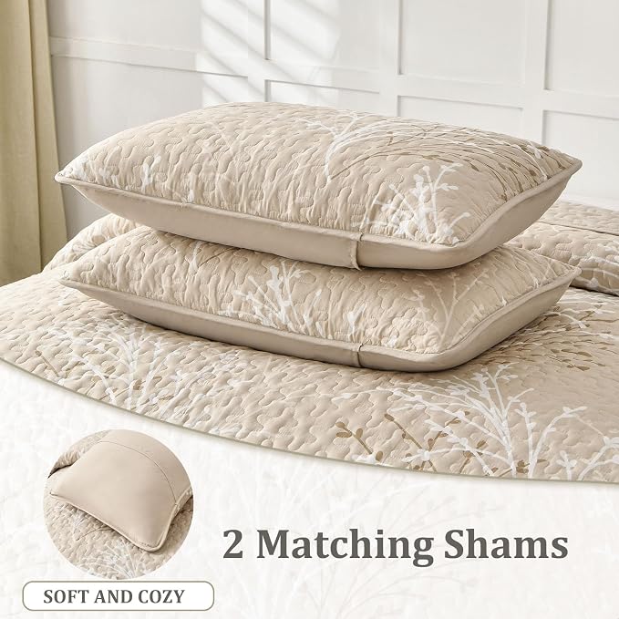 DJY Beige Quilt Set Full Size - Image 7