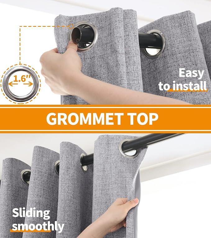 YoungsTex Grey Linen Blackout Curtains - Image 6
