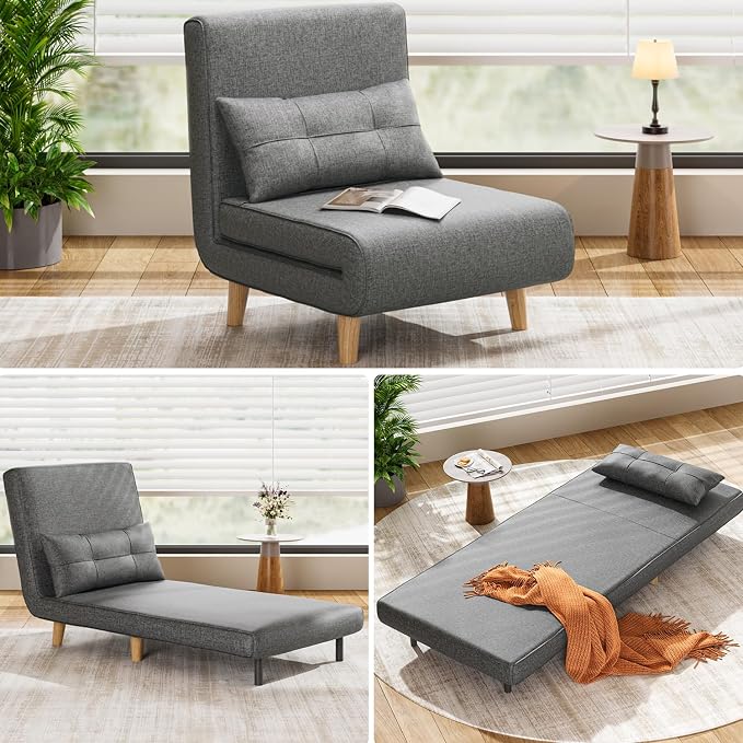 Aiho 3 in 1 Sleeper Chair Bed, Convertible Futon Sofa - Image 4