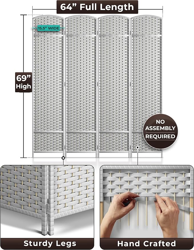 Sorbus 4 Panel Room Divider 6 ft. Tall - Image 5