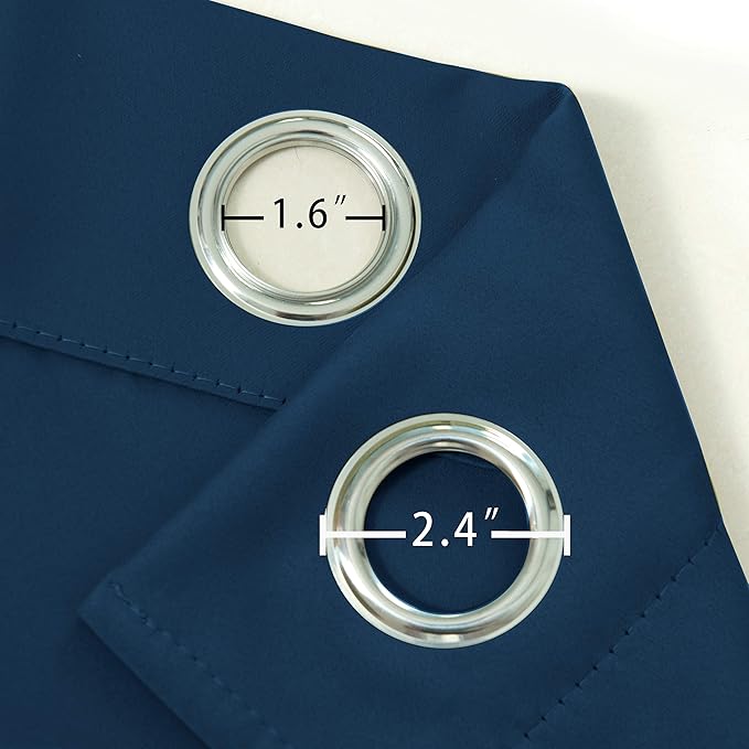 Navy Blue Blackout Curtains 42 x 54 Inch Length Set of 2 Panels Grommet Bedroom - Image 6