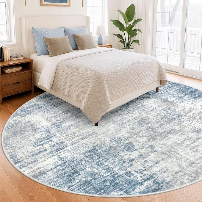 Abstract Round Area Rug 8 Ft Washable Circle Rugs Large Round Rug Non Slip Thin - Image 9