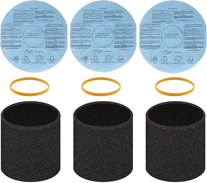 Filter Replacement 90585 Foam Sleeve for Shop Vac Wet Dry Vacuums 90304 90350 90333，VF2002 Reusable Dry Vac 9010700 Filter, Fits Most 5 Gallon Up Wet Dry Vacuum Cleaners