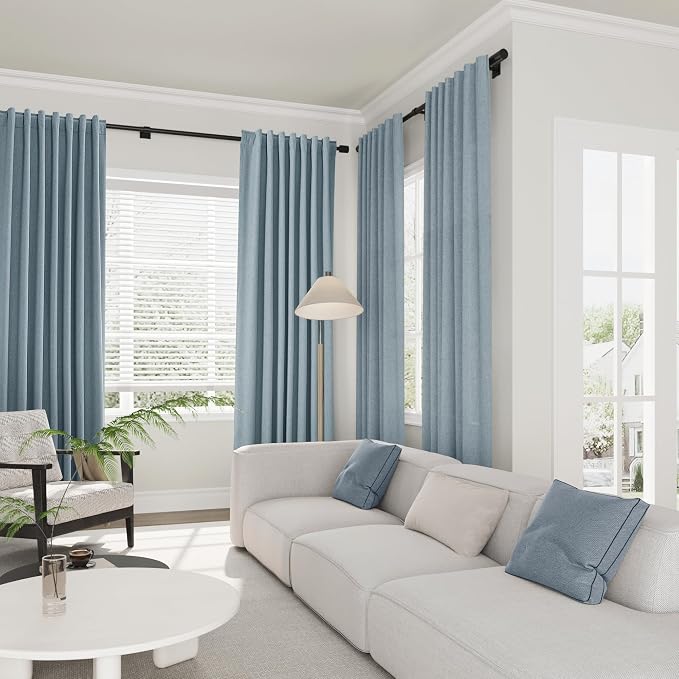 Joywell 100% Blackout Linen Curtains 108 Inches Long - Image 6