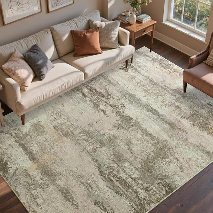 5x7 Ft Abstract Area Rugs for Living Room, Soft Non-Slip Modern Washable Rugs by Cuzwlovita