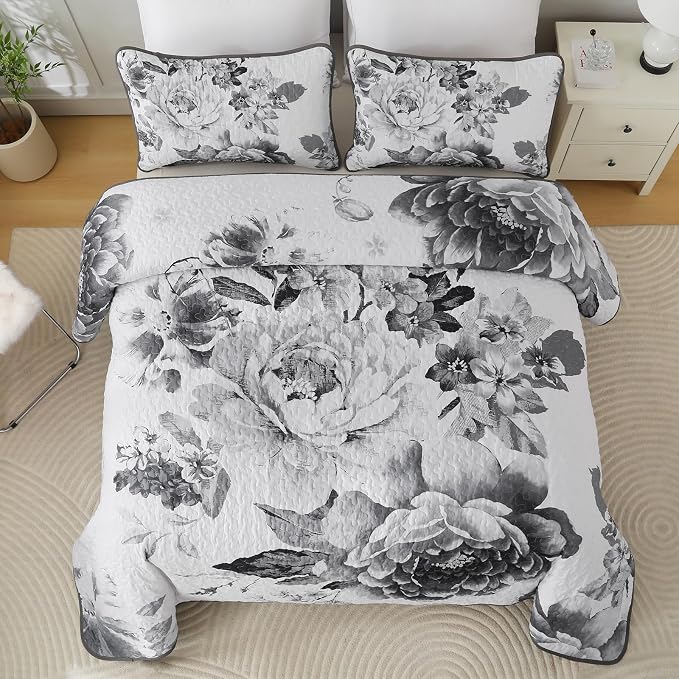 WONGS BEDDING Quilt King Size, Soft Microfiber Lightweight Farmhouse Bed Cover - Image 3