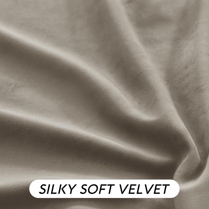RYB HOME Taupe Velvet Curtains 84 inches - Image 6