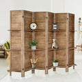 Room Divider with Shelves, 6 Panel Brown Privacy Screen | Partition Room by AMBITION+LAND