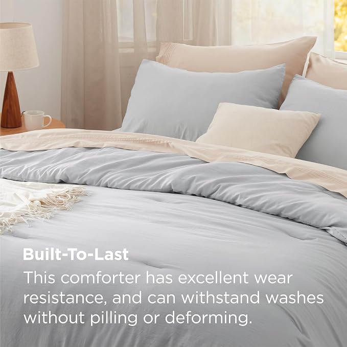 Bedsure Queen Comforter Set, Light Grey Soft Prewashed Bedding - Image 3