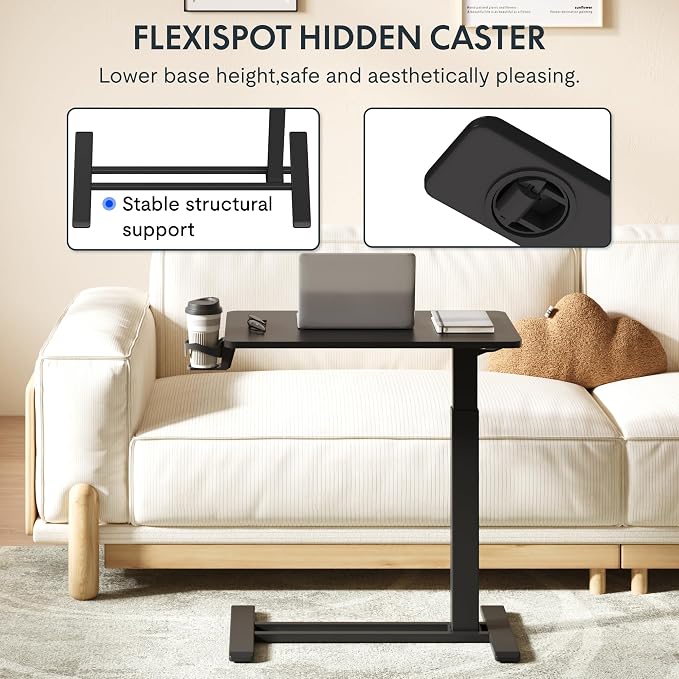 FLEXISPOT H7 28" Pneumatic Height-Adjustable Overbed Table - Image 6