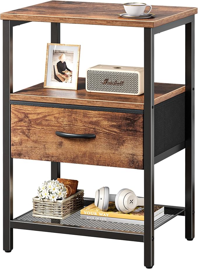 Huuger Night Stand with 2 Drawers, Bed Side Table with Open Shelf | Bedroom by Huuger