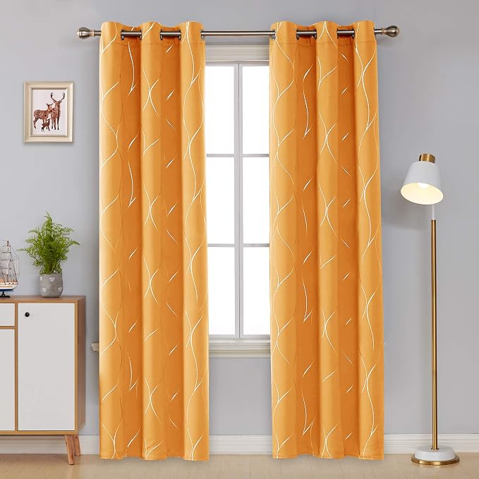 Deconovo Curtains for Living Room, Pattern Blackout Curtains 84 Inches Long | - Image 2