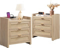 SICOTAS Rattan Nightstands Set of 2, Tall Bedside Table by SICOTAS