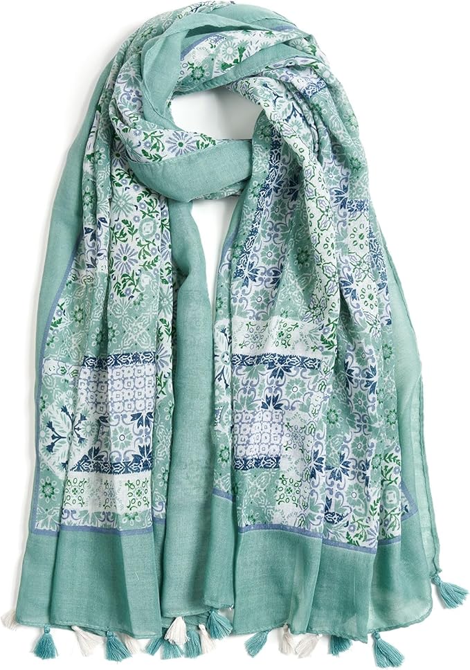 Scarf for Women Lightweight Soft Floral Leopard Printed Scarves Fall Winter Fashion Shawl Wrap with Fringe