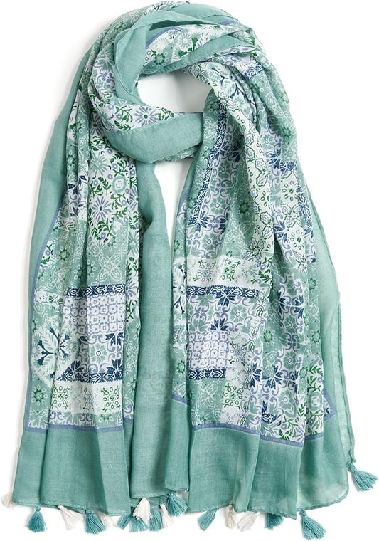 Scarf for Women Lightweight Soft Floral Leopard Printed Scarves Fall Winter Fashion Shawl Wrap with Fringe