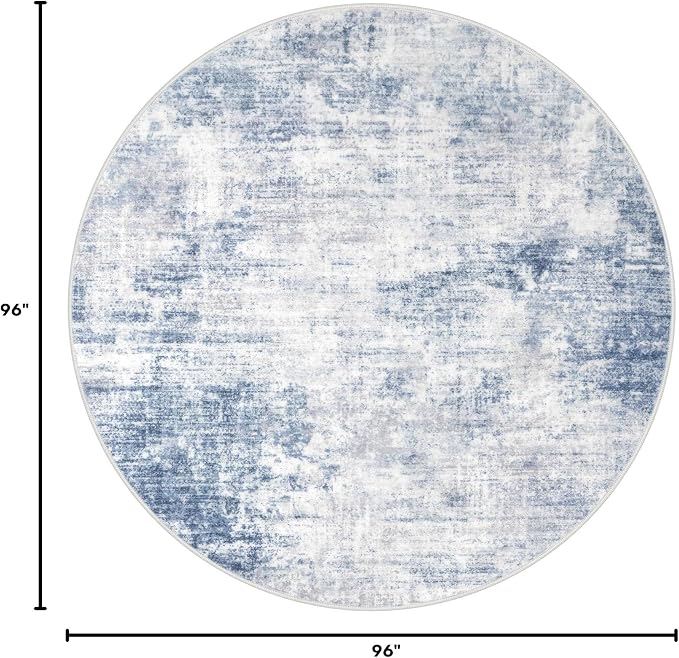 Abstract Round Area Rug 8 Ft Washable Circle Rugs Large Round Rug Non Slip Thin - Image 2