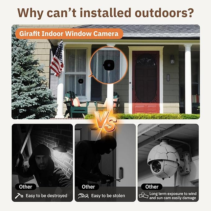 Girafit 3MP 2K Window Camera,2.4GHz&5GHz WiFi Indoor Cameras for Home Security 2 Pack with ChroMax Al Color Night Vision,Person & Motion Detection,24/7 Recording,Easy&Quick Install