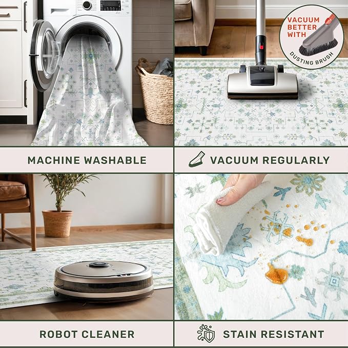 Cream Oushak 6x9 Bedroom Rug - Image 5