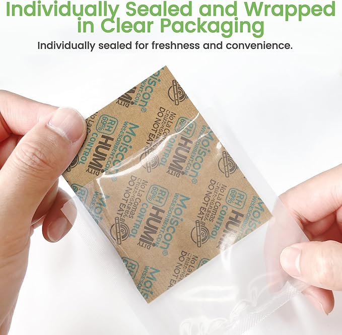 Wisesorb 8 Gram 15 Pack 69% Two-Way Humidity Control Packs for Storing 1 oz, Size 8 for Travel Case Resealable Bags, Humidity Pack Moisture Control Packets Individually Wrapped