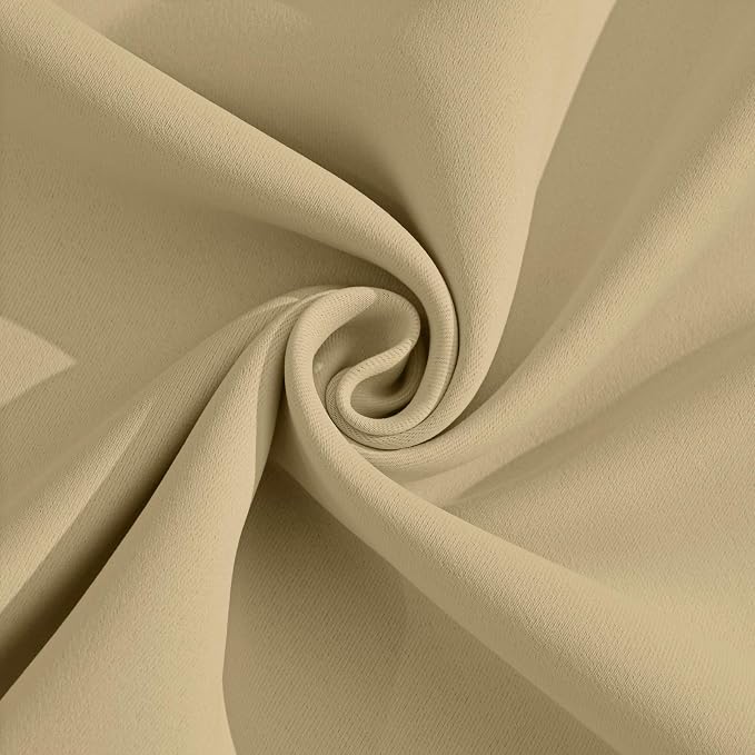 Yakamok Room Darkening Curtains 52x54 inch Length Beige-Living Room | 2 panels - Image 4
