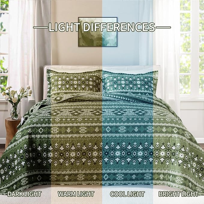 BEDIFANY Quilts King Size, Reversible Lightweight Boho Bedspread | Geometry - Image 5