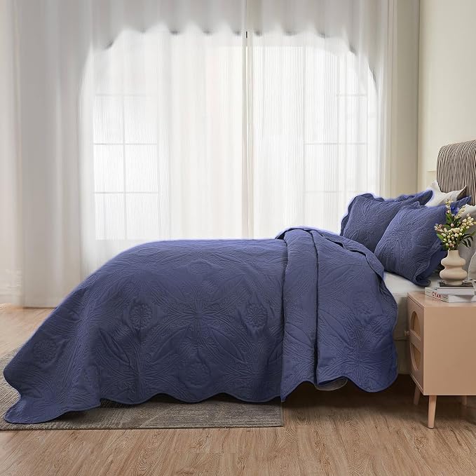 Kingnex King Size Bedspread Soft Lightweight Quilted Coverlet Set 3 Pieces 1 - Image 4