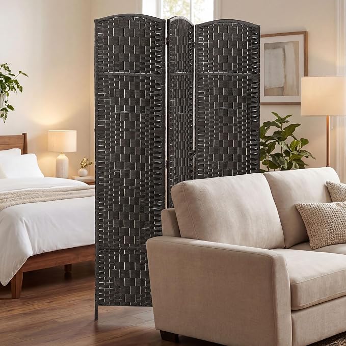 HOMCOM Room Divider 3-Panel, 6FT-Tall Folding Privacy Screen, Coffee | - Image 9