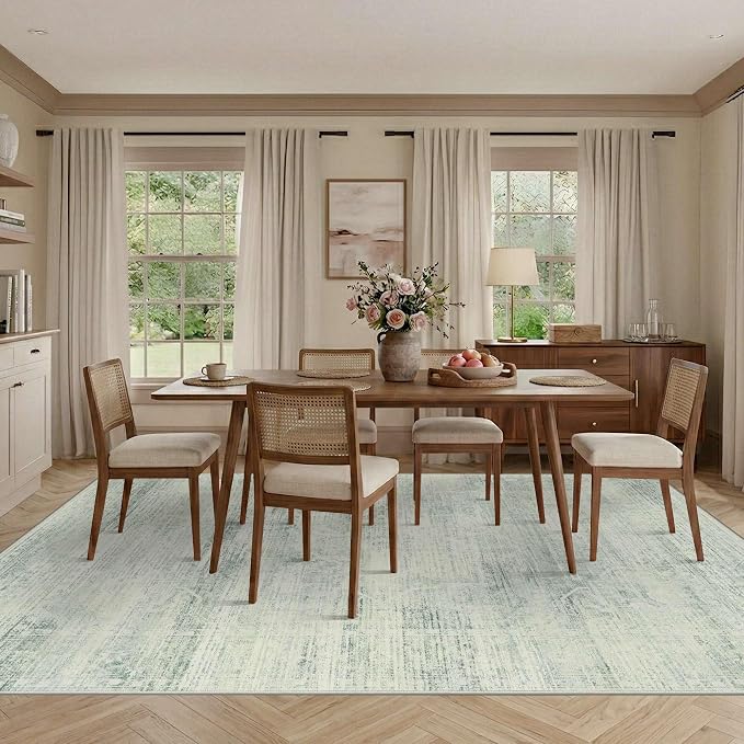 Latte&Fog 8x10 Area Rugs for Living Room Washeble Large Green Rugs Non Slip | - Image 5