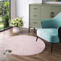 Latepis Fuzzy Light Pink Round Rug 4ft Soft Faux Rabbit Fur Washable Non-Slip Shaggy Furry Rug for Living Room Cute Throw Rugs for Bedroom Playroom Nursery Dorm