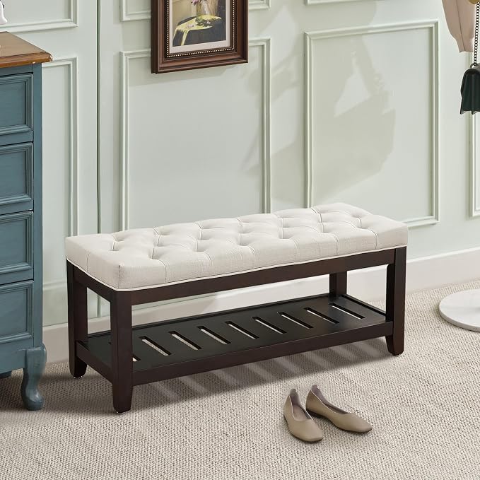 LOULENS 44'' Linen Storage Bench, Upholstered End of Bed Bench, End of Bed Bench - Image 6