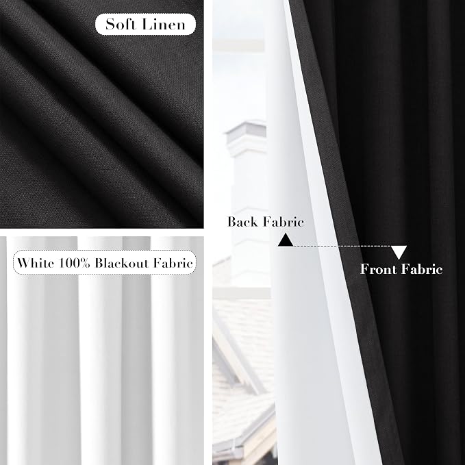 Joywell 100% Blackout Linen Curtains 84 Inches Long - Image 5