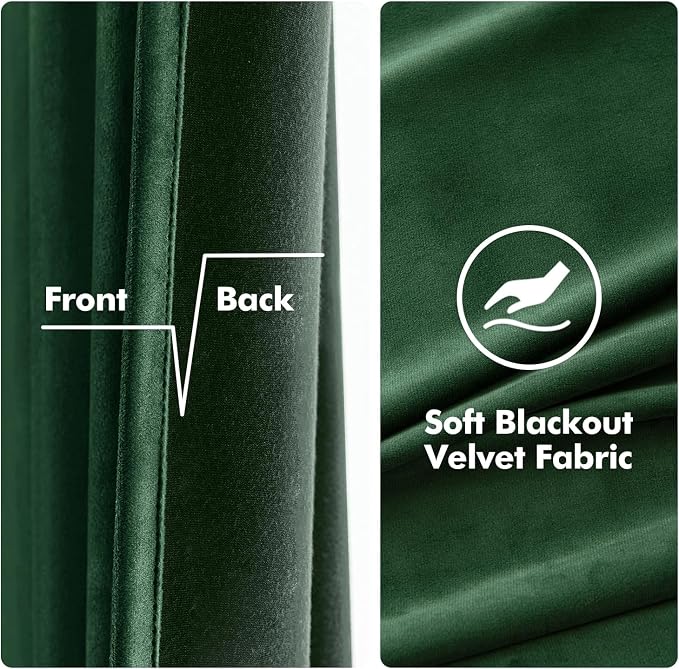 MIULEE Velvet Curtains Christmas Emerald Green 52 x 84 Inch Length Set of 2 | - Image 3