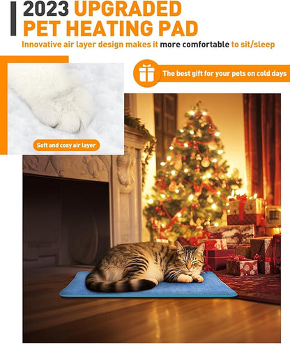 PETNF Pet Heating Pad Temperature Adjustment Anti-bite Puppy with Timer Cat Heating Pad Indoor Waterproof Pet Warming Pad Electric Heated Bed Mat Dog