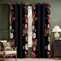 jinchan Black Floral Blackout Curtains 84 Inch Vintage Grommet 2 Panels | Room by JINCHAN