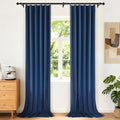 Etherealveil Navy Blue Pinch Pleated Blackout Curtains 2 Panels 40"x108" | Back by Etherealveil
