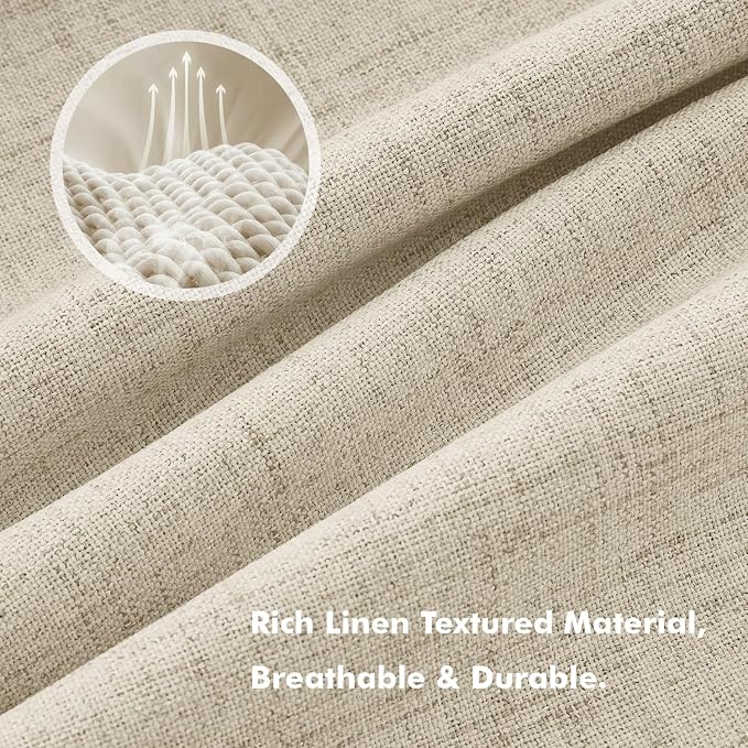MIULEE 100% Blackout Linen Curtains 42 x 72 Inch Cobblestone 2 Panels | Thermal - Image 3
