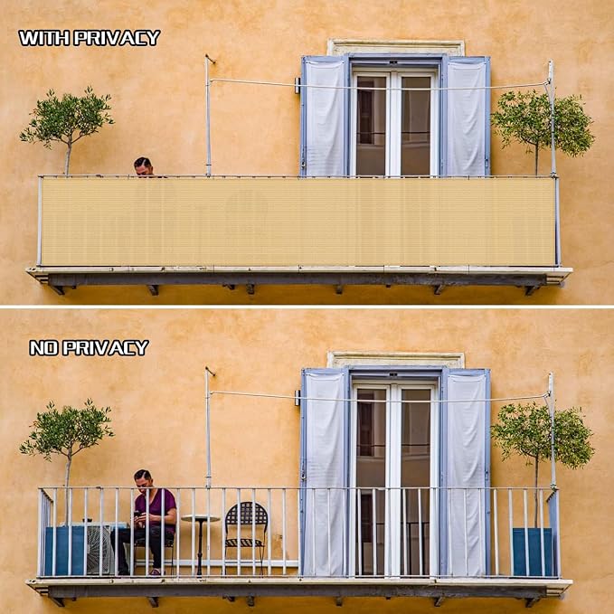 3'x10' Sand Balcony Privacy Screen Fence Windscreen Cover Fabric Shade Netting - Image 5