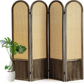 4 Panel Rattan Room Divider Screen, Boho Folding Privacy Screen | Decorative by Aletheiawu