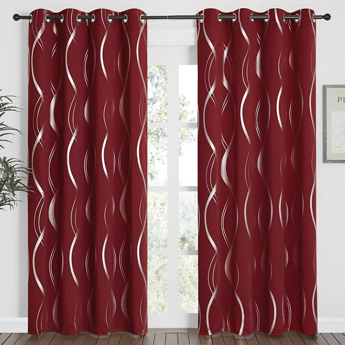 NICETOWN Wave Line Blackout Curtains 84 inch Length 2 Panels Set | Noise by NICETOWN