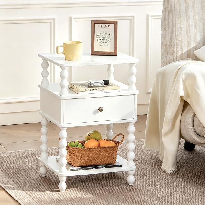 AWASEN White Nightstand, Bed Side Table Bedroom by AWASEN